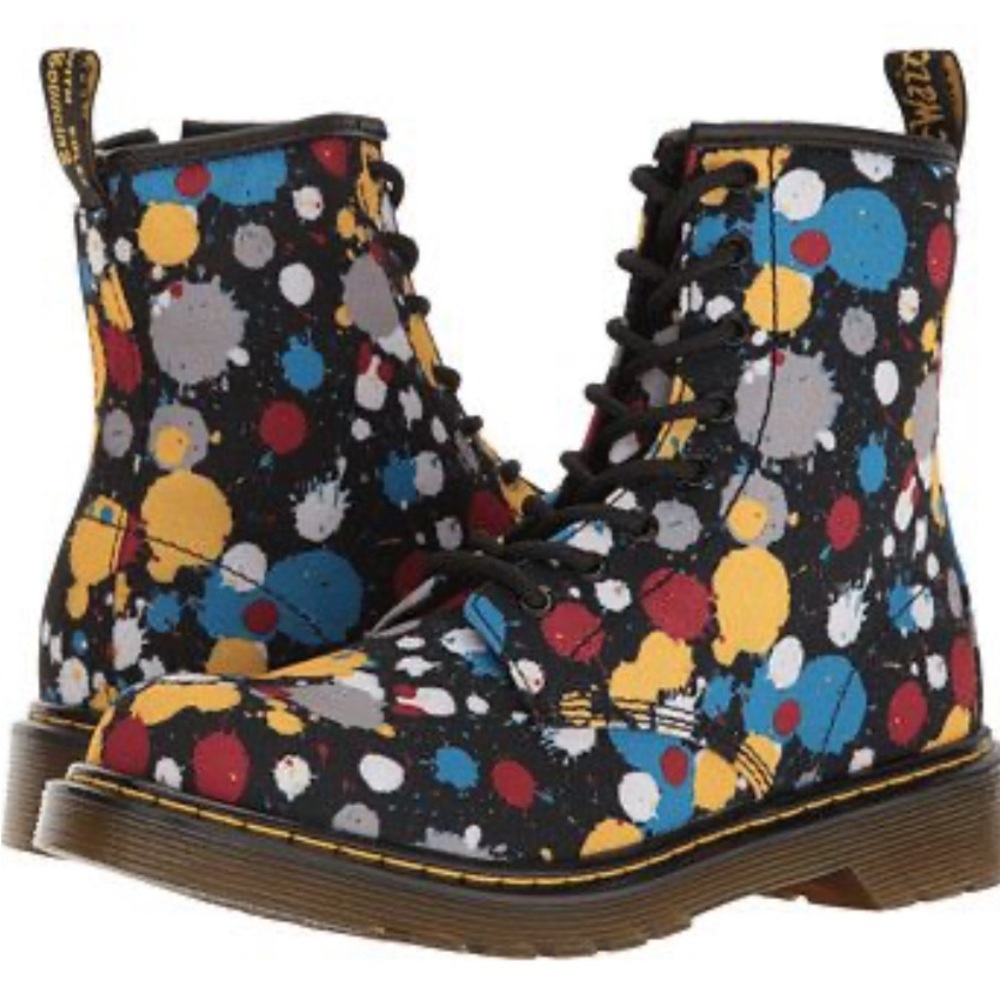 Dr Martens Kids Size 4 Delaney Splat Lace-up & Zipper Boots